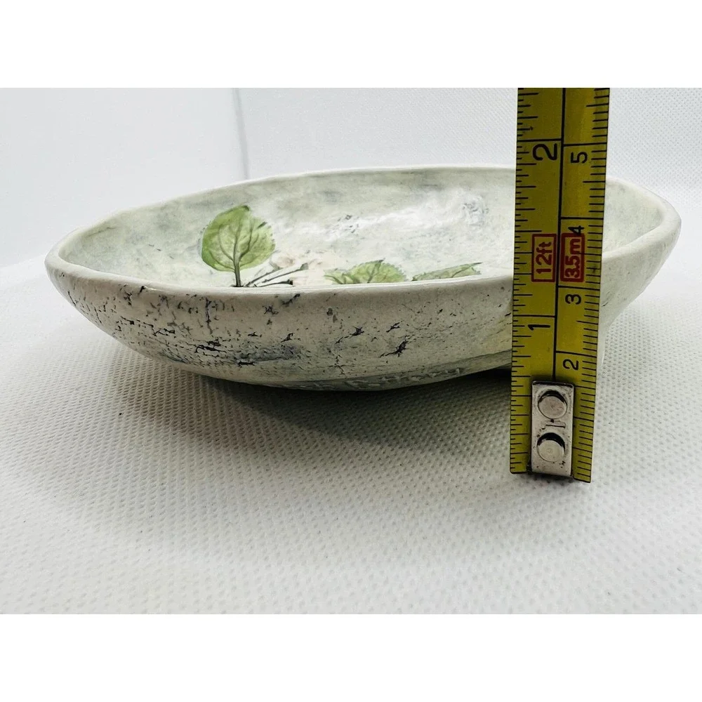 SALTMARSH Pottery Dartmouth, MA Apple Blossom Hanging Bowl Green Wall Decor